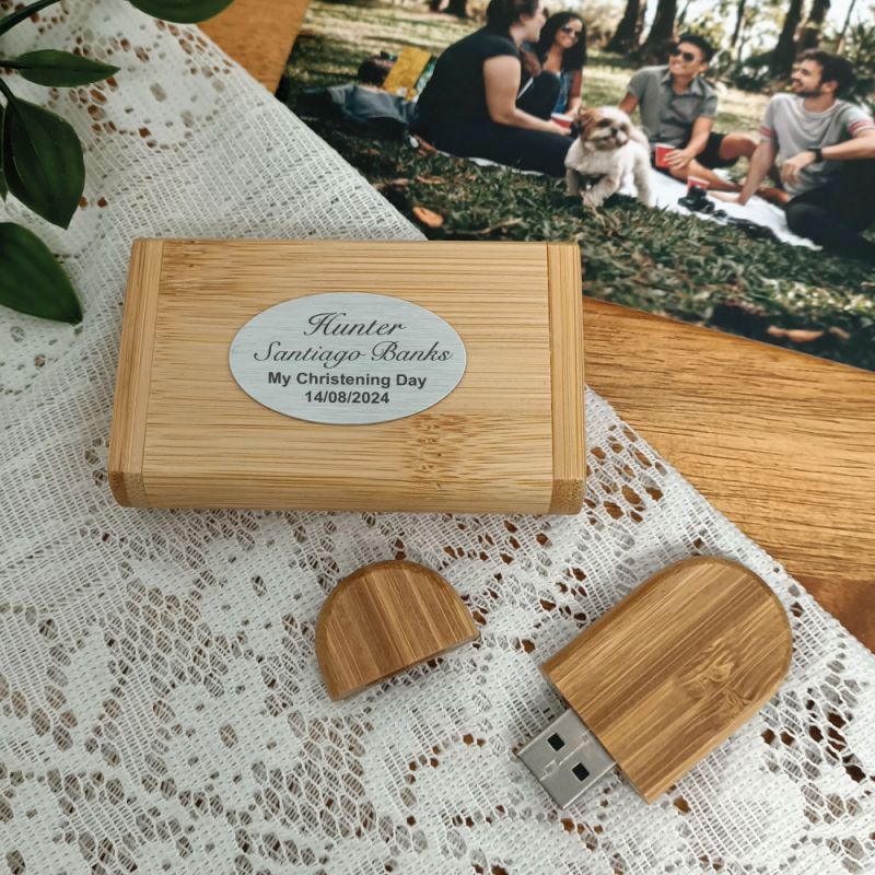 Christening USB flash drive 64GB  with Bamboo Box
