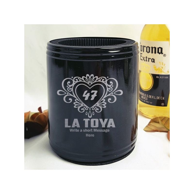 Birthday Engraved Black Stubby Can Cooler Female Designs