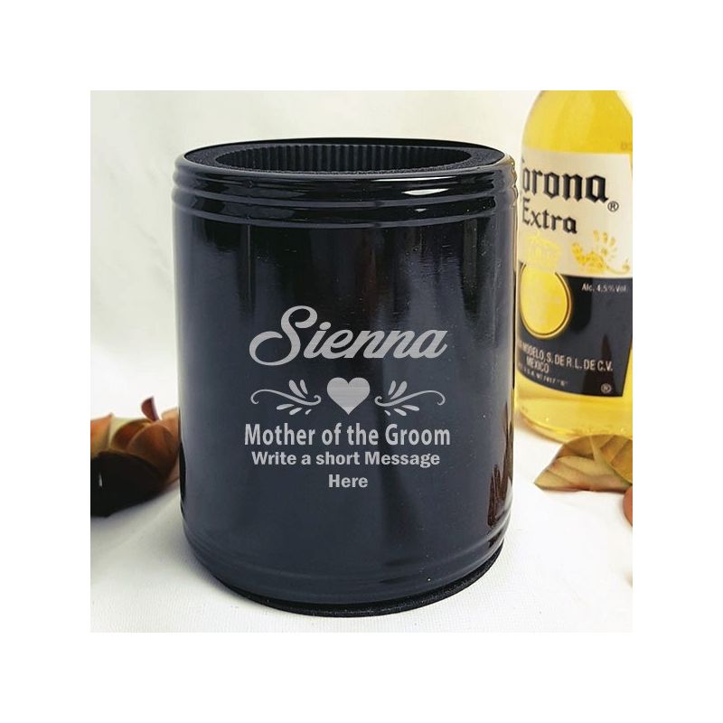 Mother Of The Groom Engraved Black Can Cooler Personalised