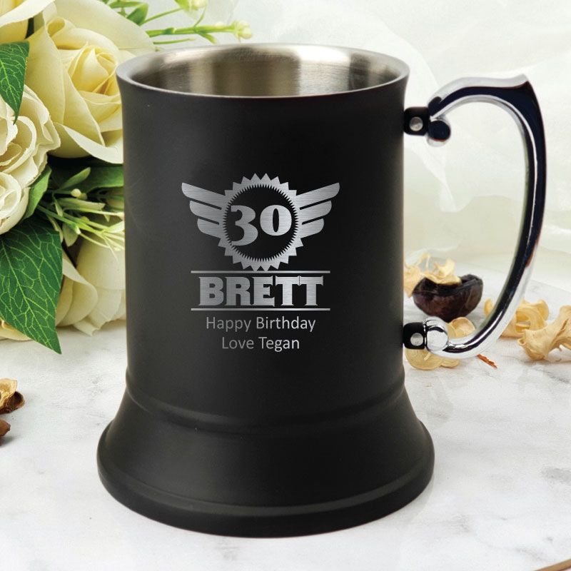 30th Birthday Black  Stainless Steel Stein Mug (M)