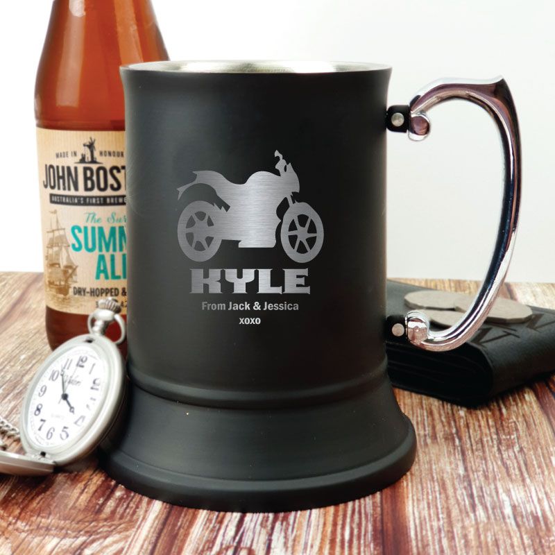 Personalised Engraved Stainless Steel Black Beer Stein (M)