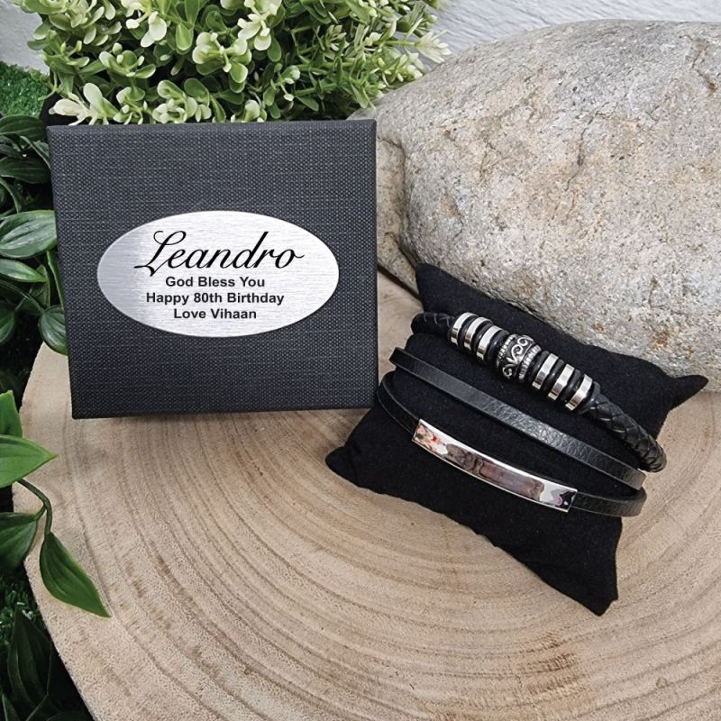 Multilayer Leather Bracelet 80th Birthday Gift Box