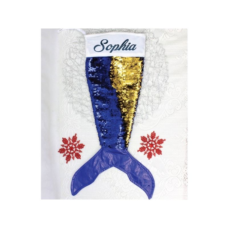 Mermaid Tail Sequin Christmas Stocking - Blue