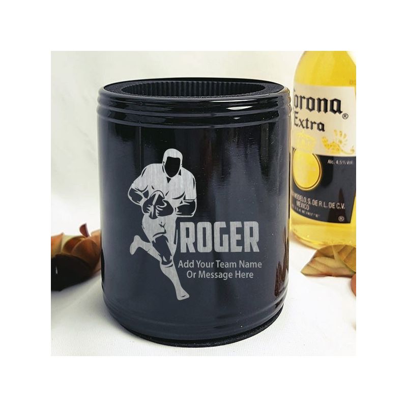 Football Coach Engraved Black Stubby Can Cooler Personalised Messag