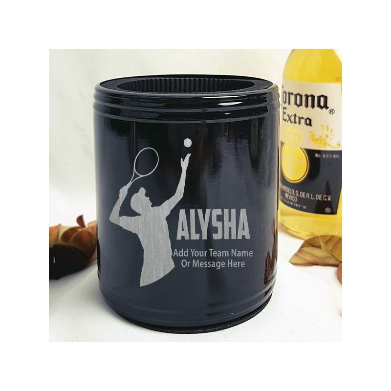 Tennis Coach Engraved Black Stubby Can  Cooler Personalised