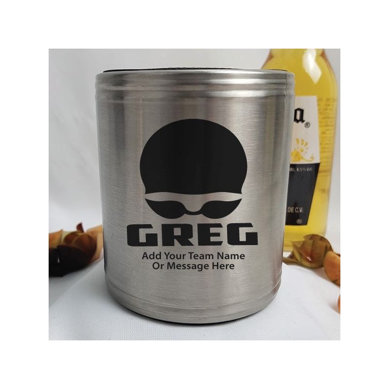 Swim Coach Engraved Silver Stubby Can Cooler Personalised
