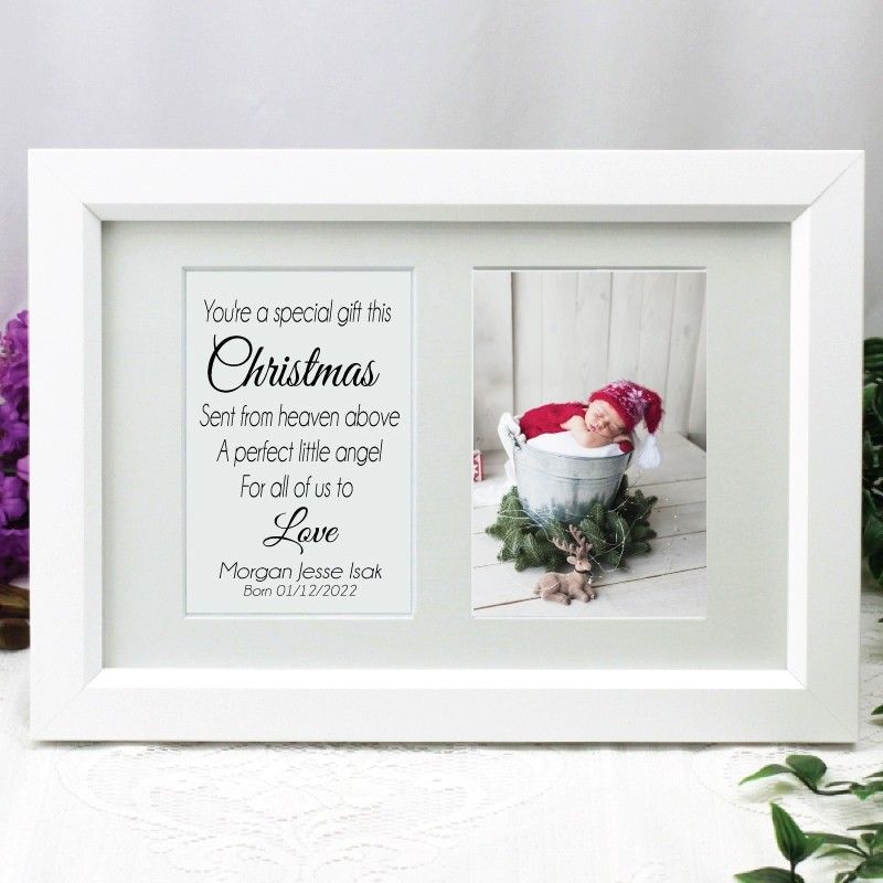 1st Christmas Photo Frame Typography Print 4x6 White