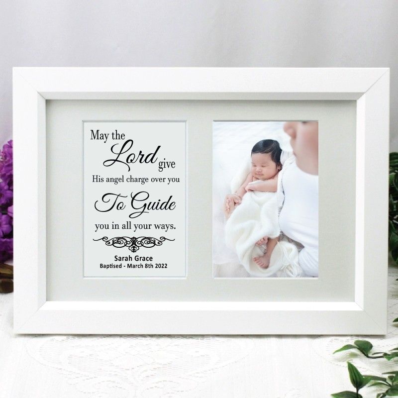 Baptism Photo Frame Typography Print 4x6 White