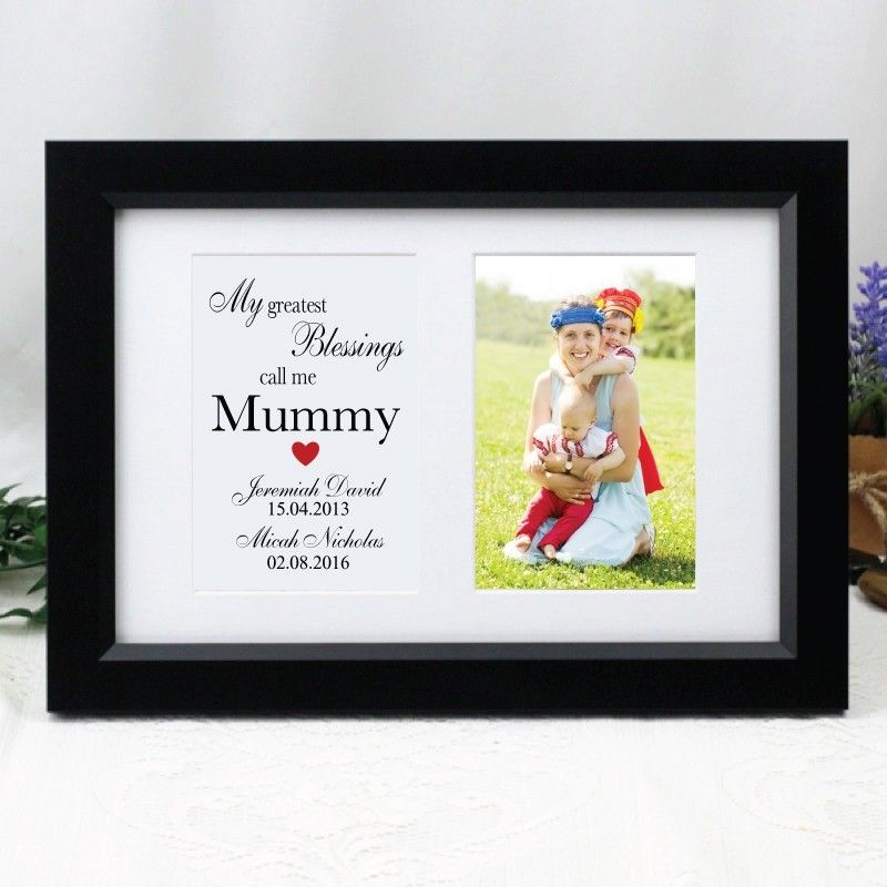 Mum Blessings Photo Frame Typography Print 4x6 Black