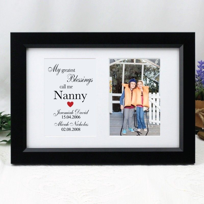Nana Blessings  Photo Frame Typography Print 4x6 Black