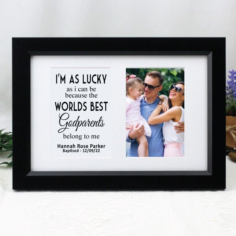 Godparent Photo Frame Typography Print 4x6 Black