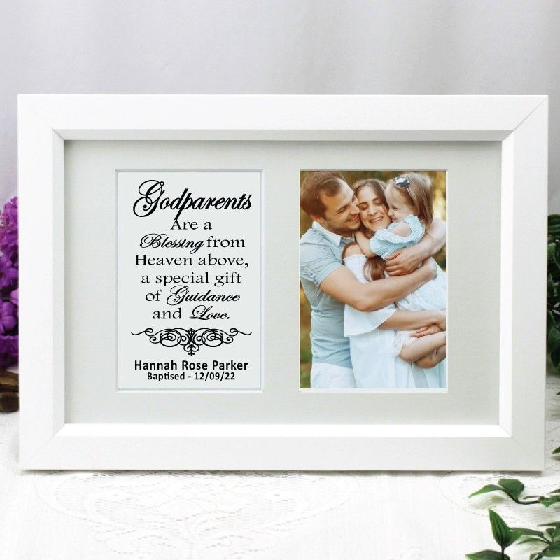 Godparent Photo Frame Typography Print 4x6 White