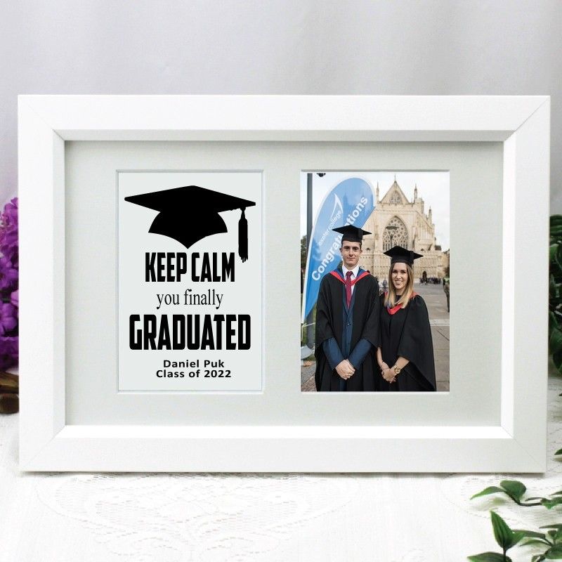 Graduation Photo Frame Typography Print 4x6 White