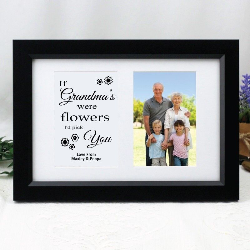 Grandma Photo Frame Typography Print 4x6 Black