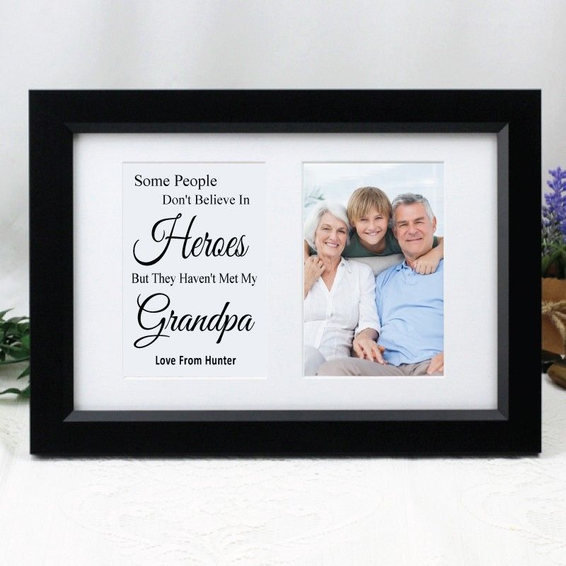 Grandpa Photo Frame Typography Print 4x6 Black
