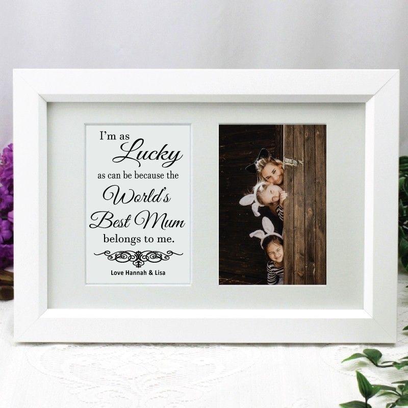 Mum Photo Frame Typography Print 4x6 White