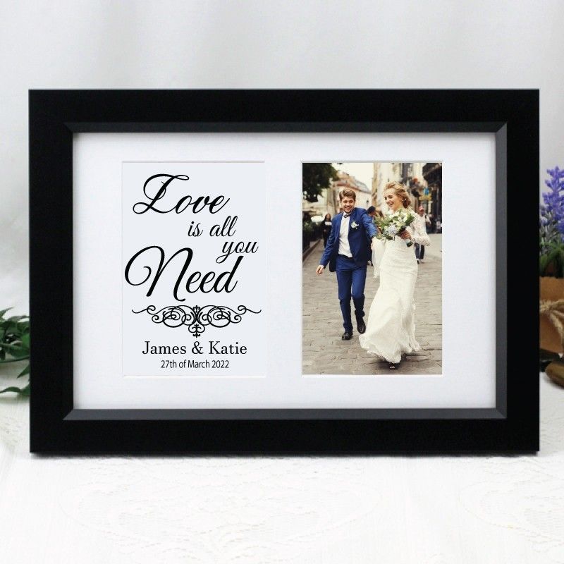 Wedding Photo Frame Typography Print 4x6 Black