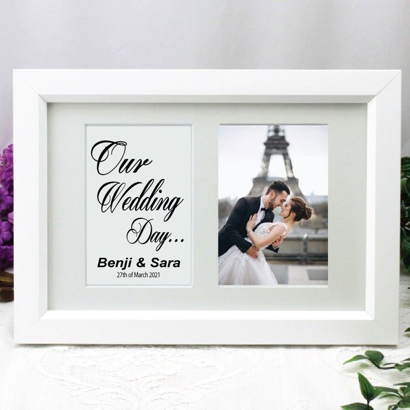 Wedding Photo Frame Typography Print 4x6 White