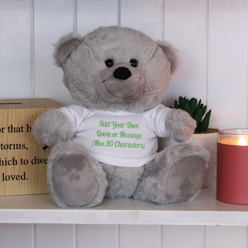 Custom Text Personalised Teddy Bear Grey
