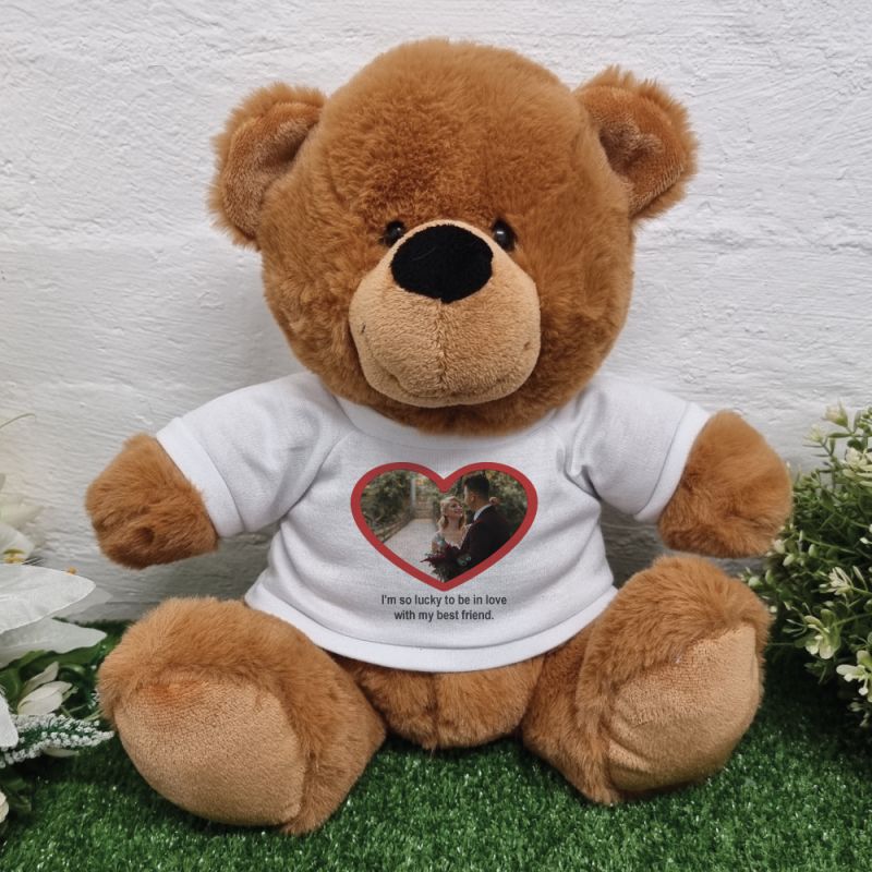 Personalised Valentines Day Photo Bear Brown 30cm