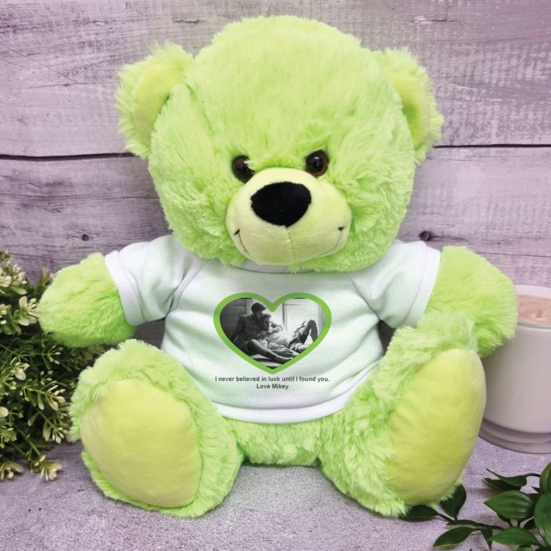 Personalised Valentines Day Photo Bear Lime 30cm