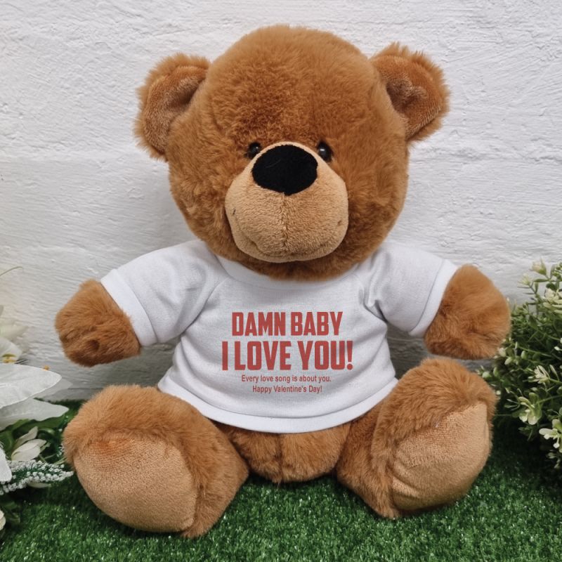 Love You Naughty Valentines Day Bear - 30cm Brown