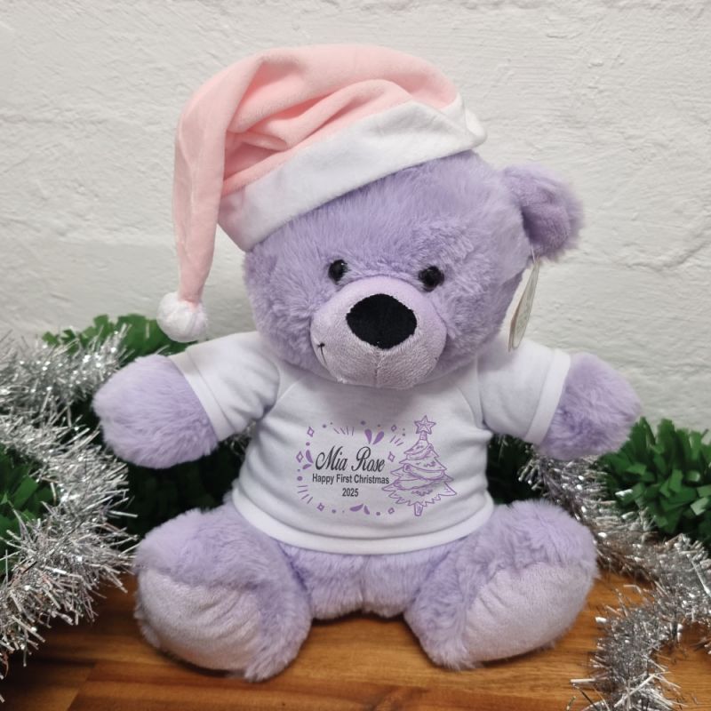 Christmas Bear 30cm Lavender Pink Hat