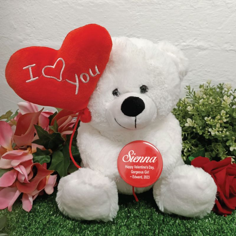 I Love You Valentines Bear with Heart Balloon