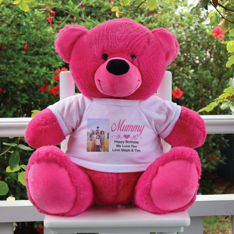Mum Photo TShirt Bear Hot Pink Plush 40cm