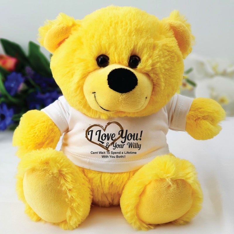 Love Your Naughty Bits Valentines Day Bear - Yellow