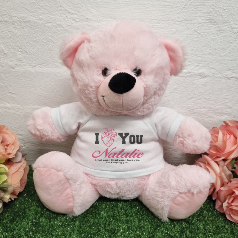 Valentines Day Anatomical Heart Bear Light Pink Plush 30cm