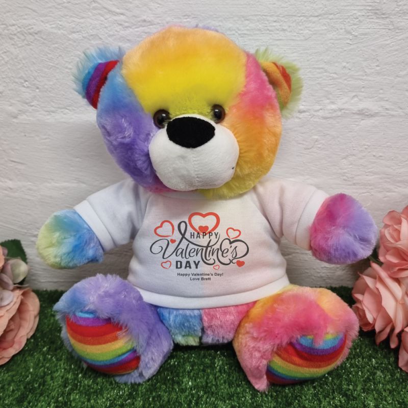 Happy Valentines Day Bear Rainbow Plush 30cm