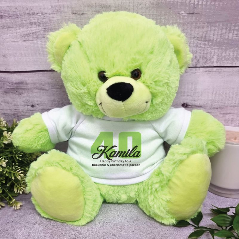 Personalised 40th Birthday Bear Lime 30cm