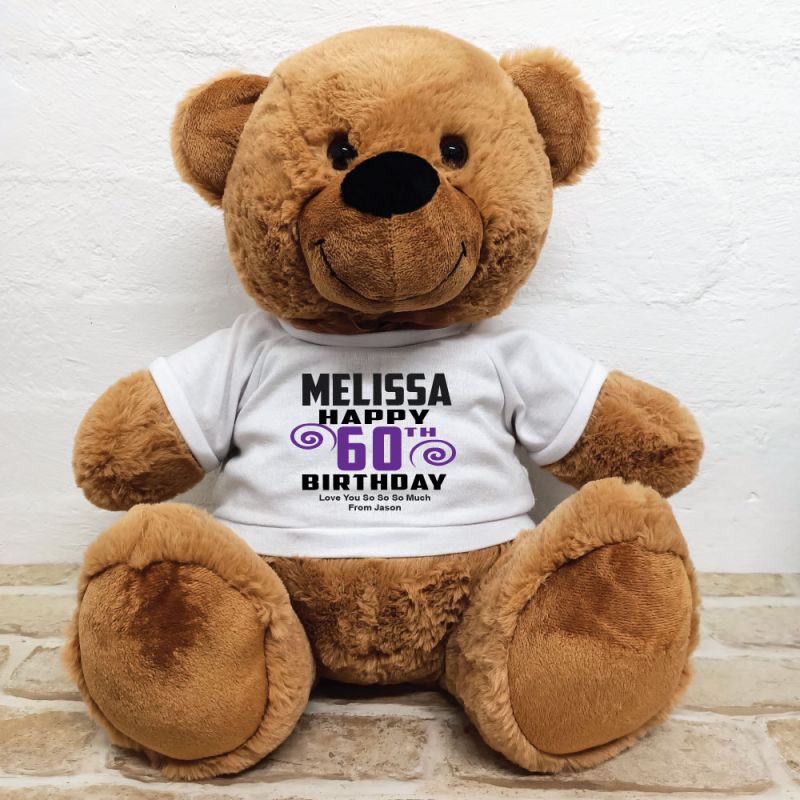 Personalised 60th Birthday Bear Brown 40cm
