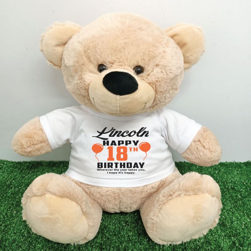 18th Birthday Personalised Bear Cream 40cm