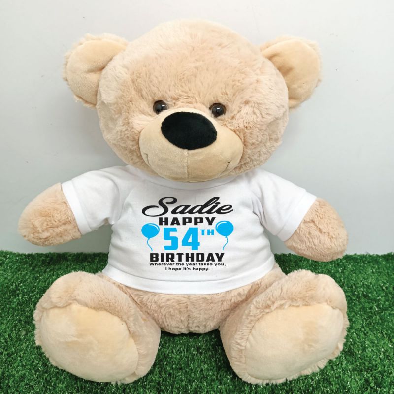Personalised Birthday T-Shirt Teddy Bear Cream 40cm