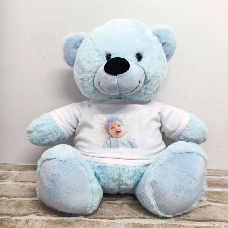 Personalised Photo Teddy Bear 40cm Light Blue