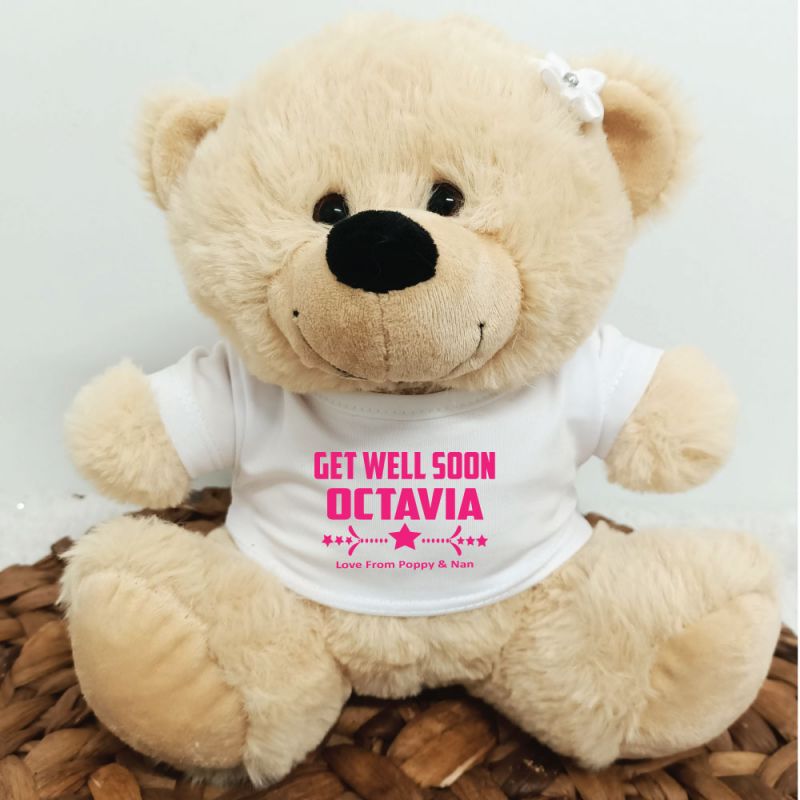 Personalised Get Well Bear Cream Plush
