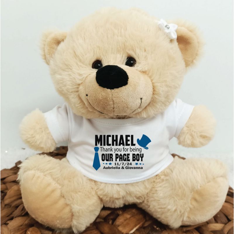 Personalised Page Boy Bear Cream Plush