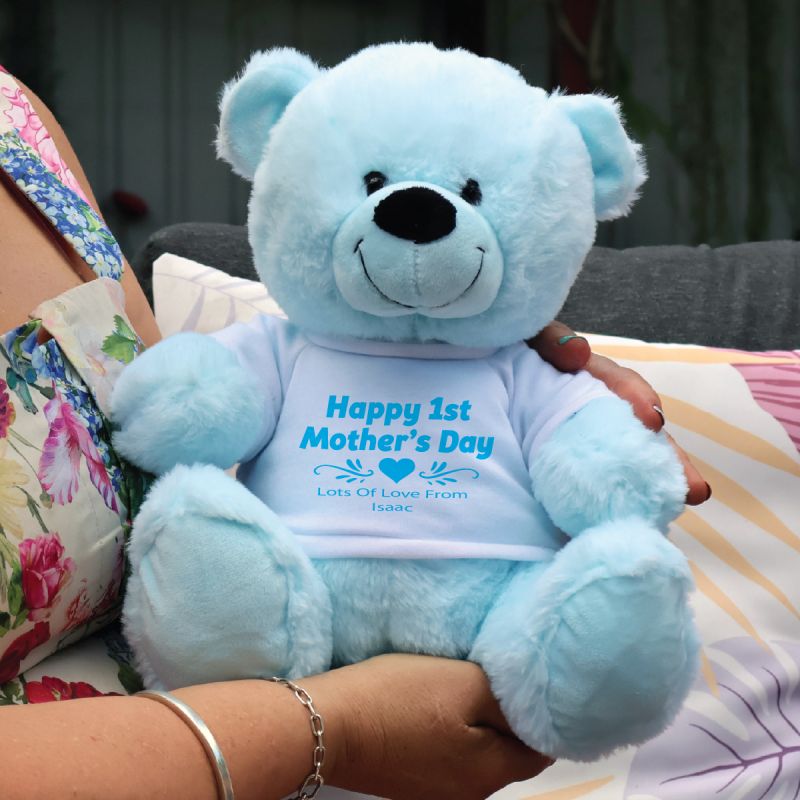 1st Mothers Day Bear 30cm Plush Baby Blue