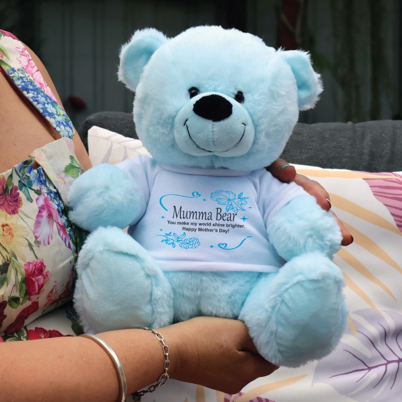 Personalised Mum Bear 30cm Light Blue Plush