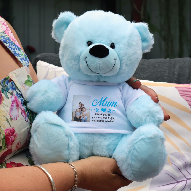 Mum Photo Bear Light Blue 30cm