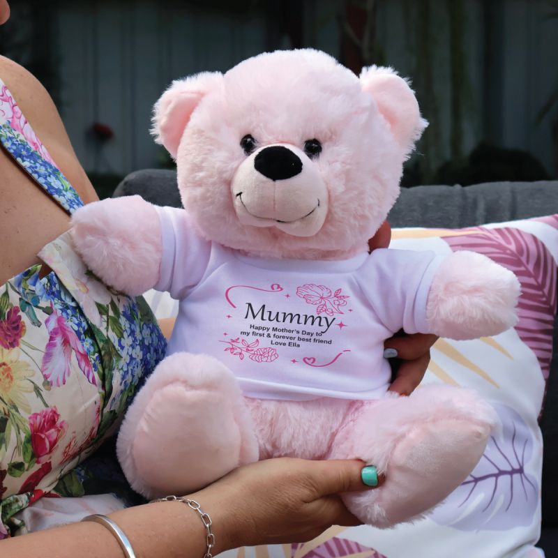 Personalised Mum Bear 30cm Light Pink Plush