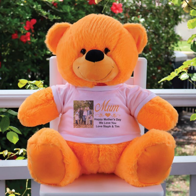 Mum Photo TShirt Bear Orange Plush 40cm