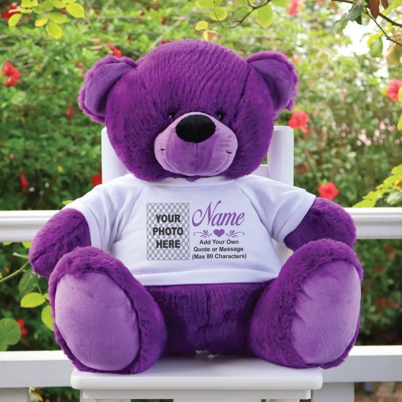 Mum Photo TShirt Bear Purple Plush 40cm