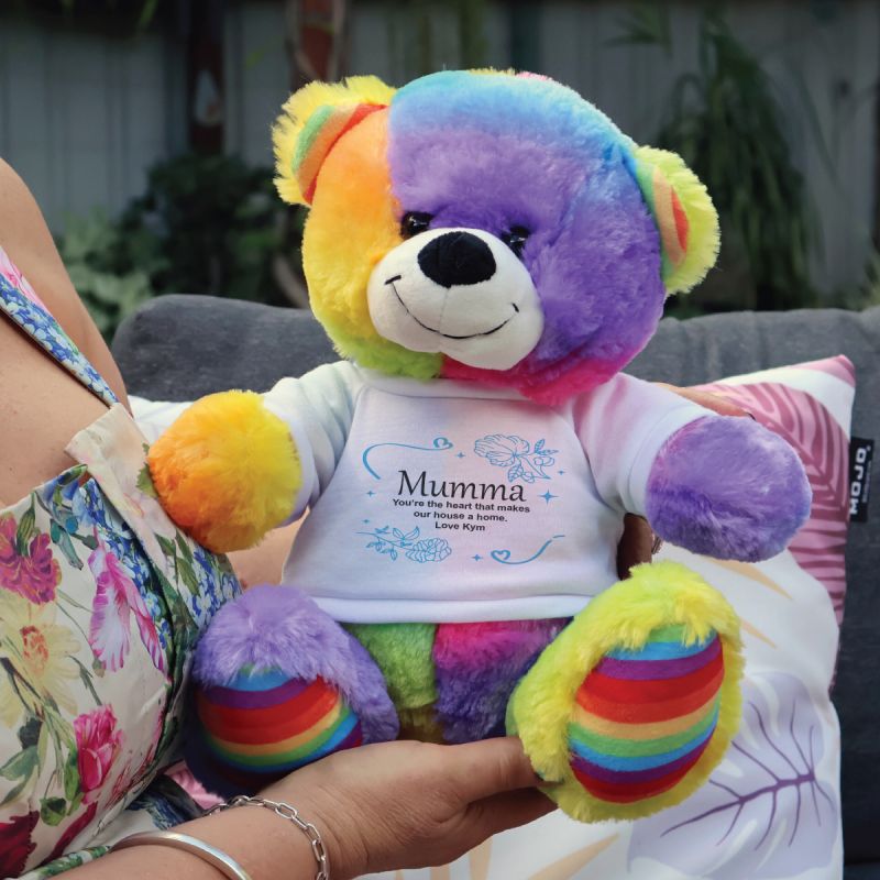 Personalised Mum Bear 30cm Rainbow Plush