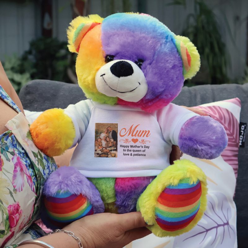 Mum Photo Bear Rainbow 30cm