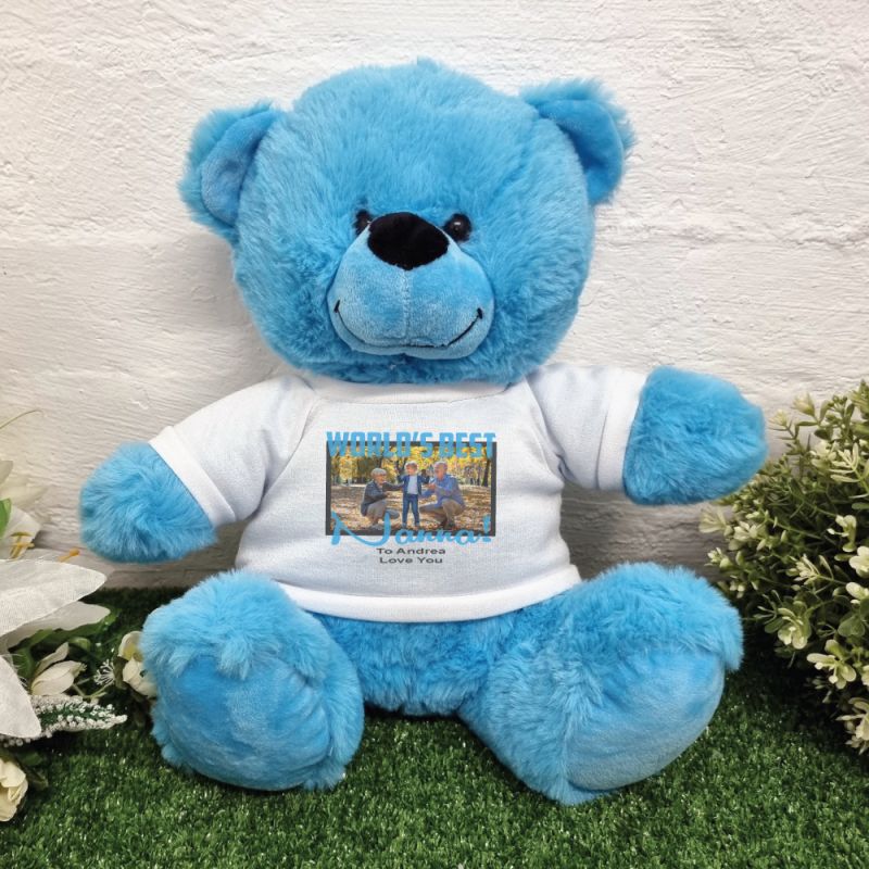 Worlds Best Nana Photo Bear Bright Blue 30cm