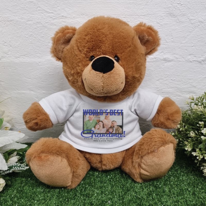 Worlds Best Grandma Photo Bear Brown 30cm