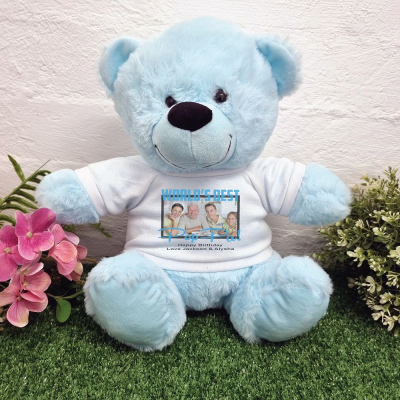 Worlds Best Poppy Photo Bear Light Blue 30cm